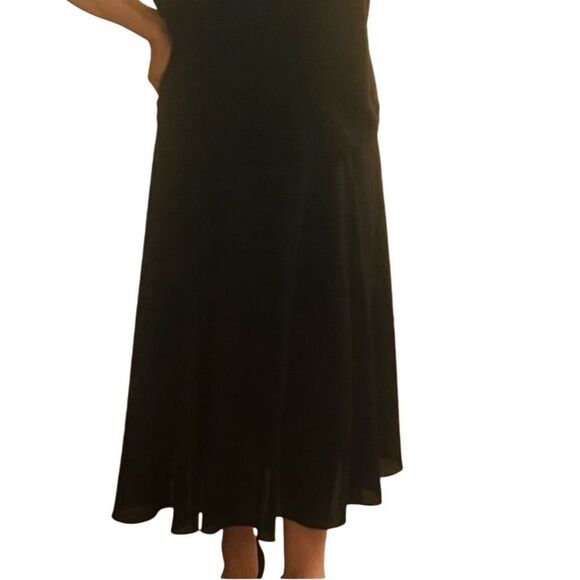 Vintage 80s 90s Black Chiffon High Waist Long Maxi Ankle Full Circle Skirt M - Picture 1 of 6